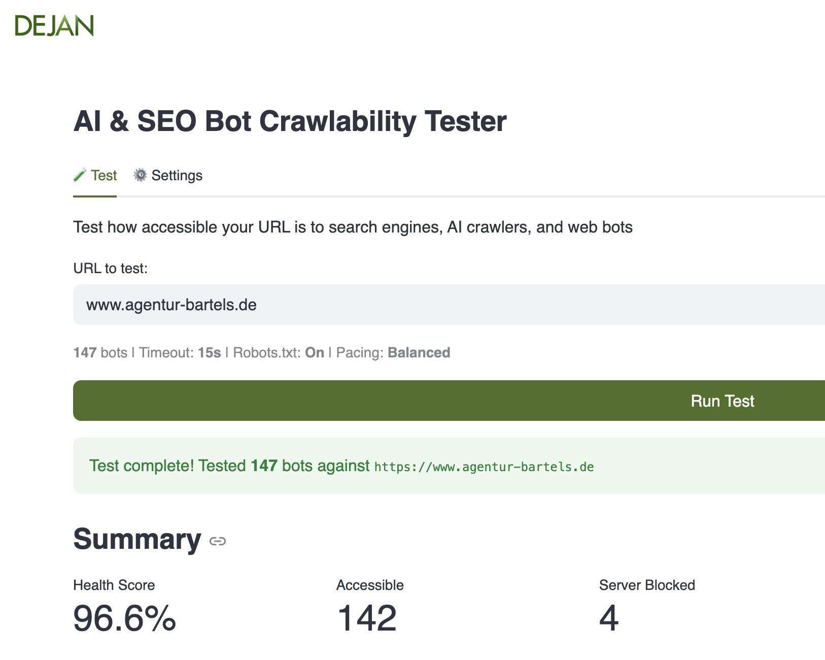 Ist meine Domain barrierefrei – auch für KI-Bots? 1 Bildschirmfoto 2026 04 07 um 11.40.52